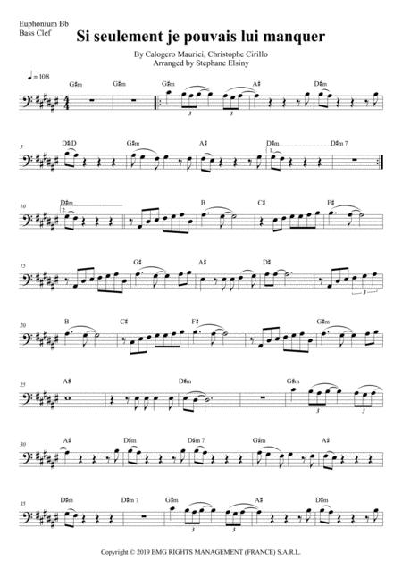 Si Seulement Je Pouvais Lui Manquer Calogero Karaoke For Euphonium Bb Bass Clef Sheet Music