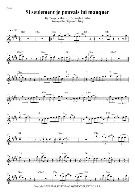 Free Sheet Music Si Seulement Je Pouvais Lui Manquer Calogero Karaoke For Flute