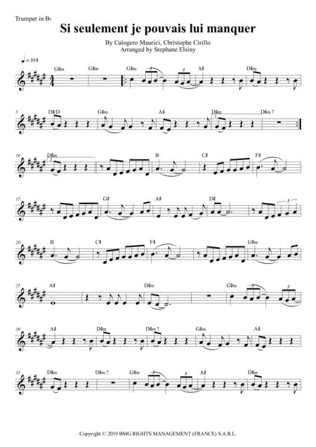 Free Sheet Music Si Seulement Je Pouvais Lui Manquer Calogero Karaoke For Trumpet In Bb