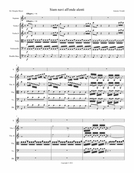 Siam Navi All Onde Algenti Soprano Aria From L Olimpiade Score And Parts Sheet Music