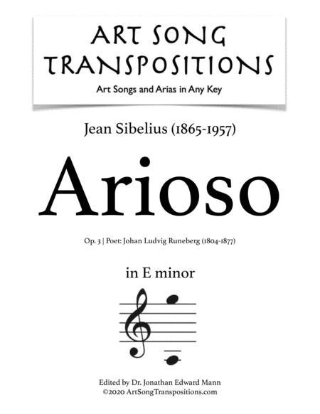 Sibelius Arioso Op 3 Transposed To E Minor Sheet Music