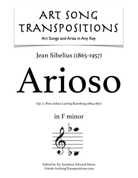 Sibelius Arioso Op 3 Transposed To F Minor Sheet Music