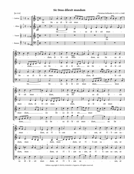 Free Sheet Music Sic Deus Dilexit Mundum Hollander