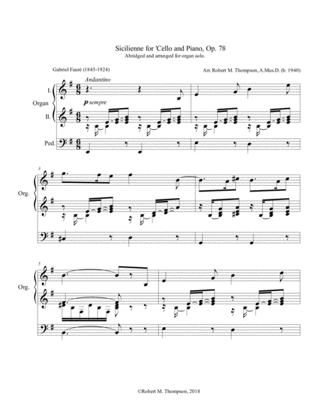 Siciliene For Organ Sheet Music