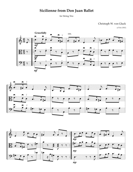 Sicilienne For String Trio Sheet Music