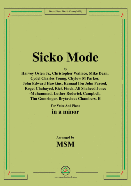 Free Sheet Music Sicko Mode In A Minor For Voice And Piano