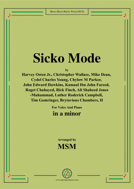 Sicko Mode In A Minor For Voice And Piano Sheet Music