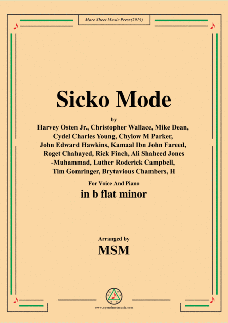 Sicko Mode In B Flat Minor For Voice And Piano Sheet Music