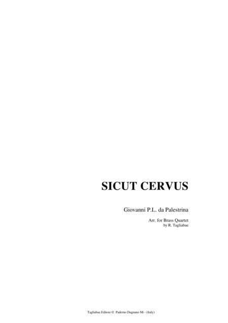 Sicut Cervus For Brass Quartet With Parts Sheet Music