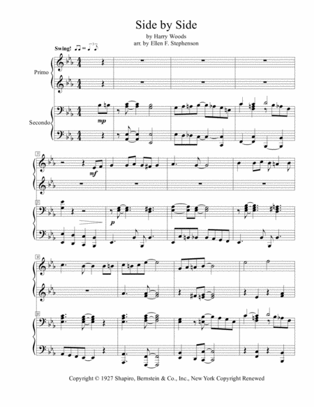 Side By Side Piano Duet Sheet Music