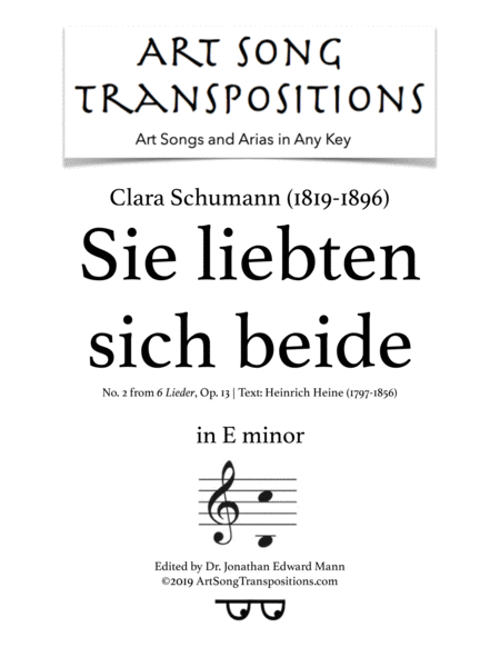 Free Sheet Music Sie Liebten Sich Beide Op 13 No 2 E Minor