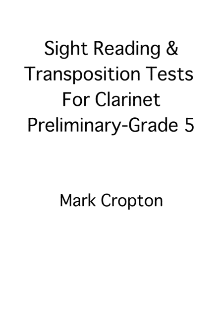 Sight Reading Transposition Tests For Clarinet Preliminary Grade 5 Sheet Music