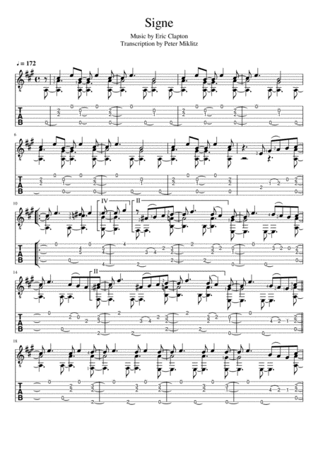 Free Sheet Music Signe Standard Notation And Tab