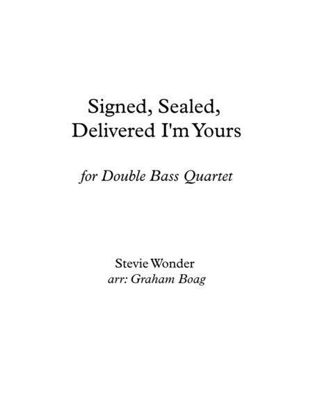 Signed Sealed Delivered I M Yours For Bass Quartet Sheet Music