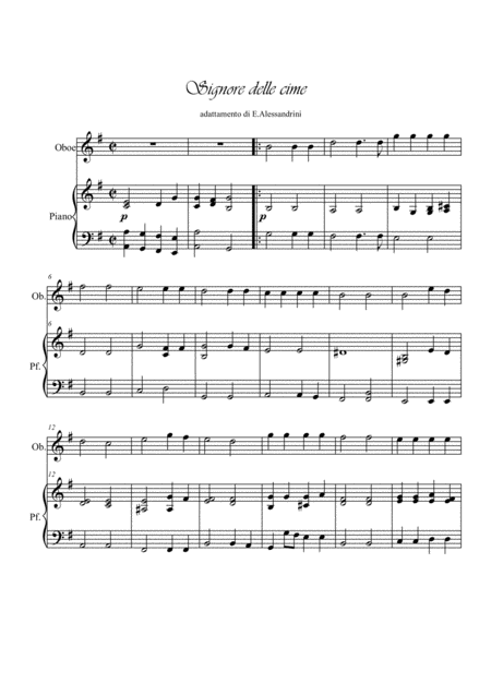 Signore Delle Cime Oboe And Piano Sheet Music