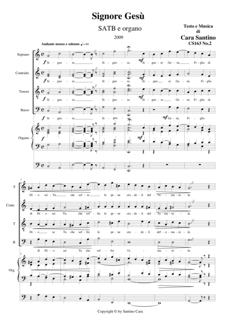 Signore Ges Choir Satb And Organ Sheet Music