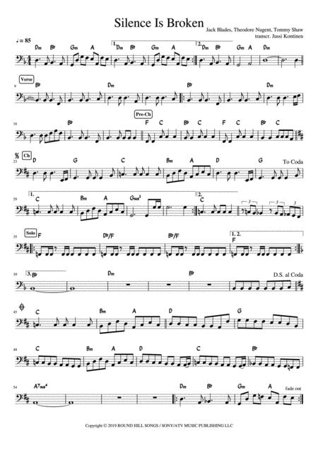 Free Sheet Music Silence Is Broken Damn Yankees Bass