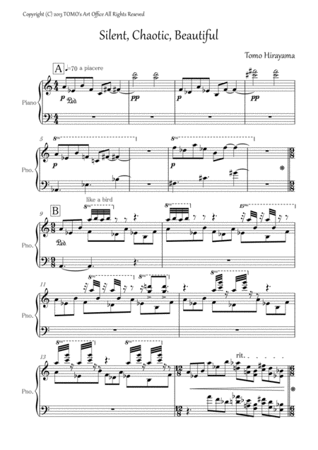 Free Sheet Music Silent Chaotic Beautiful