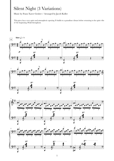 Free Sheet Music Silent Night 3 Variations