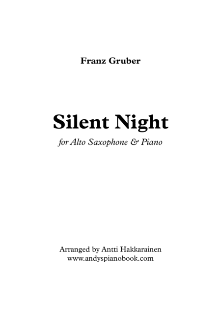 Silent Night Alto Saxophone Piano Sheet Music