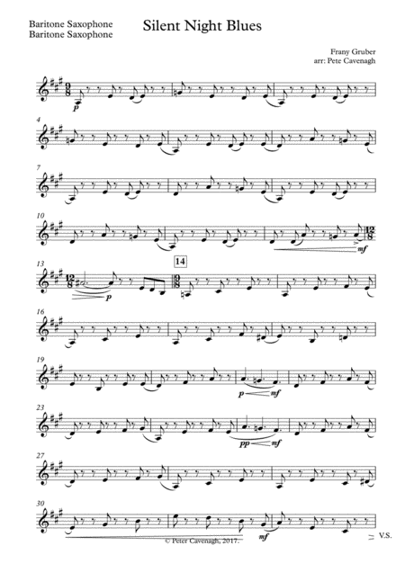 Silent Night Blues For Saxophone Quintet 2017 Holiday Contest Entry Sheet Music