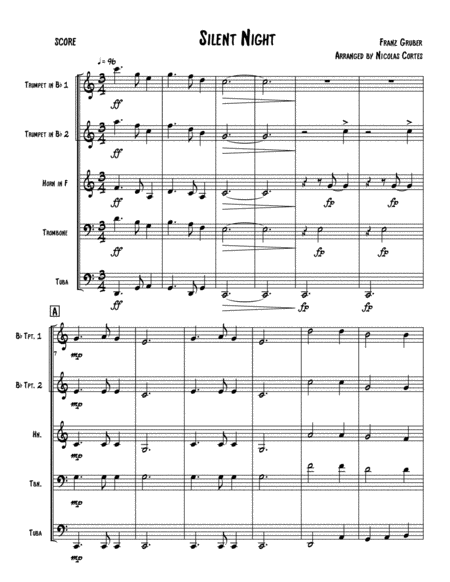 Silent Night Brass Quintet Sheet Music