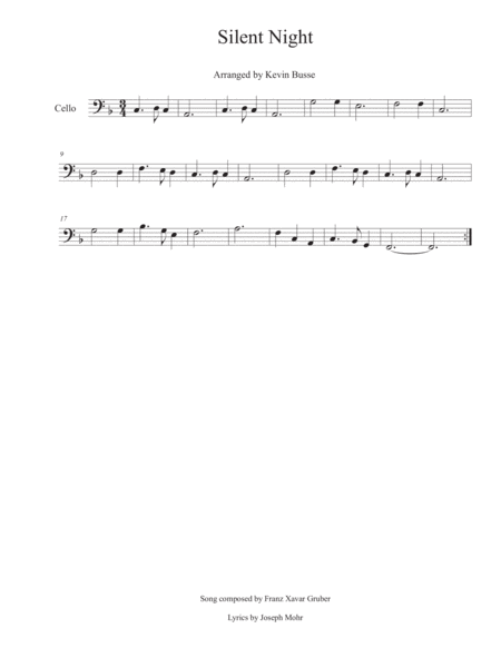 Free Sheet Music Silent Night Cello