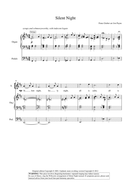 Free Sheet Music Silent Night Choir Organ