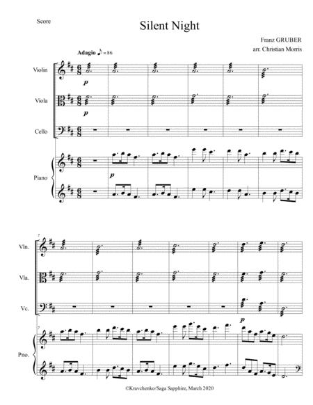 Free Sheet Music Silent Night Christmas Carol For Piano Quartet Score And Pars