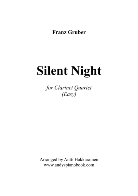 Free Sheet Music Silent Night Clarinet Quartet Easy