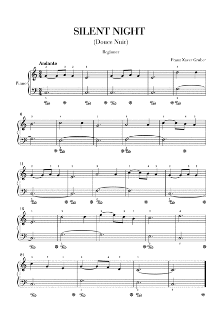 Silent Night Douce Nuit Beginner Sheet Music