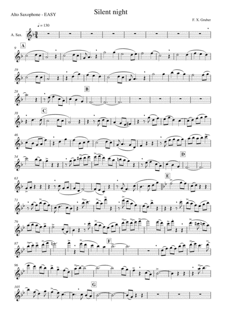 Free Sheet Music Silent Night Easy Alto Sax In Eb