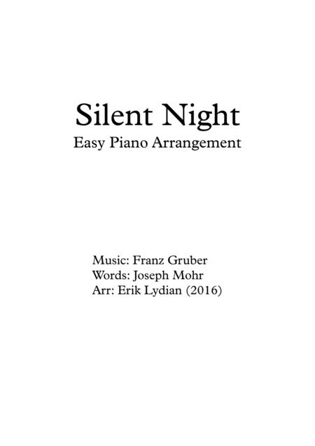 Silent Night Easy Piano Arrangement Sheet Music