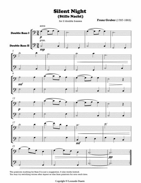 Free Sheet Music Silent Night For 2 Double Basses