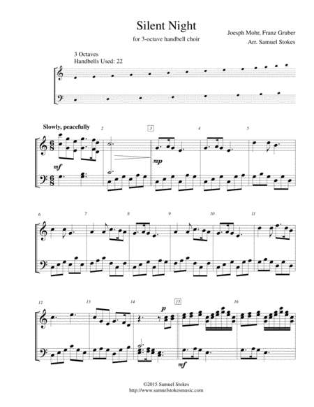 Free Sheet Music Silent Night For 3 Octave Handbell Choir