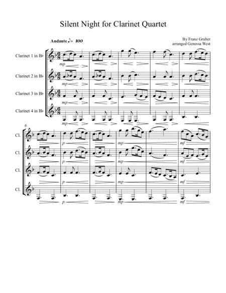 Silent Night For 4 Bb Clarinets Sheet Music