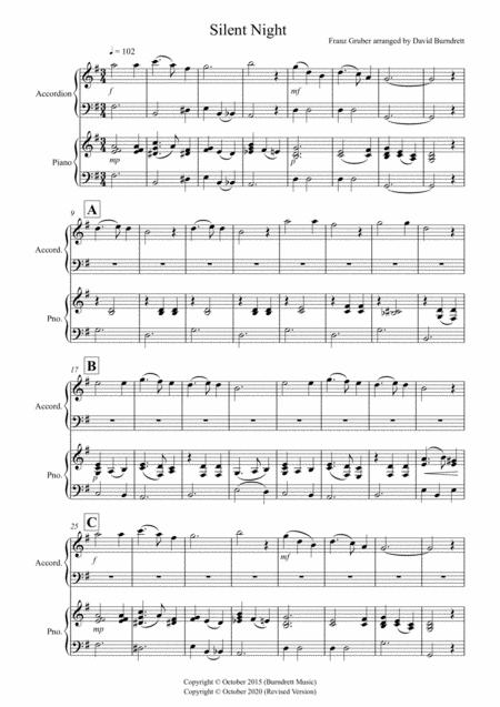Free Sheet Music Silent Night For Accordion And Piano
