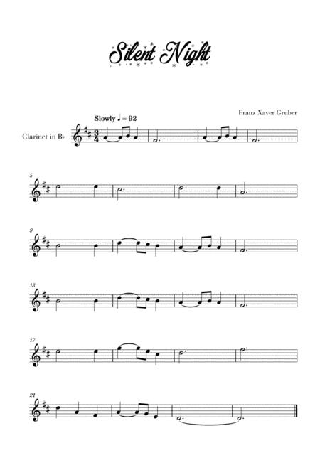 Silent Night For Clarinet Sheet Music