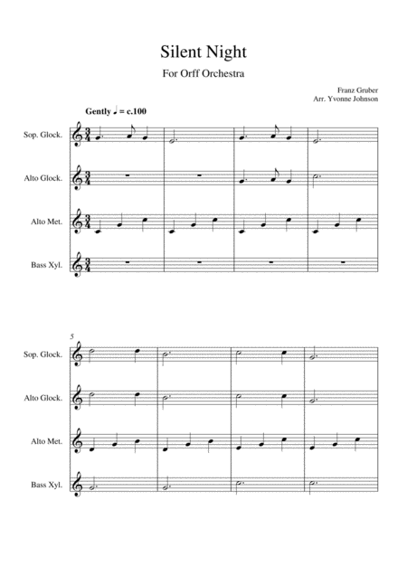 Silent Night For Orff Ensemble Sheet Music