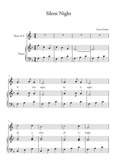 Silent Night For Piano And Horn In F Easy Sheet Music