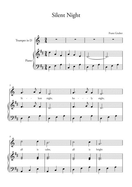 Silent Night For Piano And Trumpet In D Easy Sheet Music