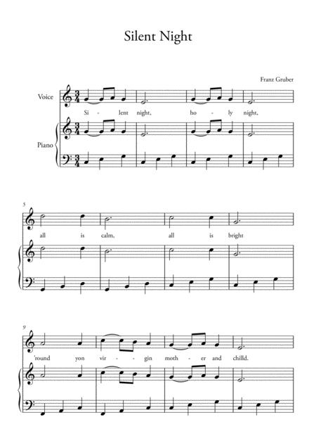 Silent Night For Piano And Voice Alternative Easy Intermediate Sheet Music