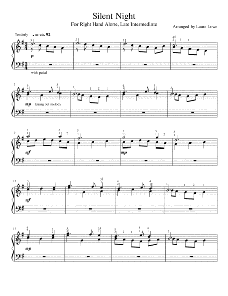 Silent Night For Right Hand Alone Sheet Music