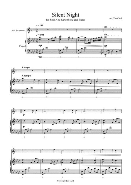 Silent Night For Solo Alto Saxophone And Piano Sheet Music