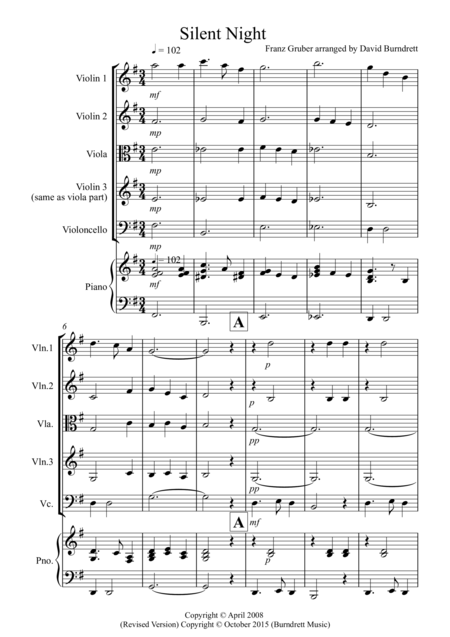 Free Sheet Music Silent Night For String Orchestra