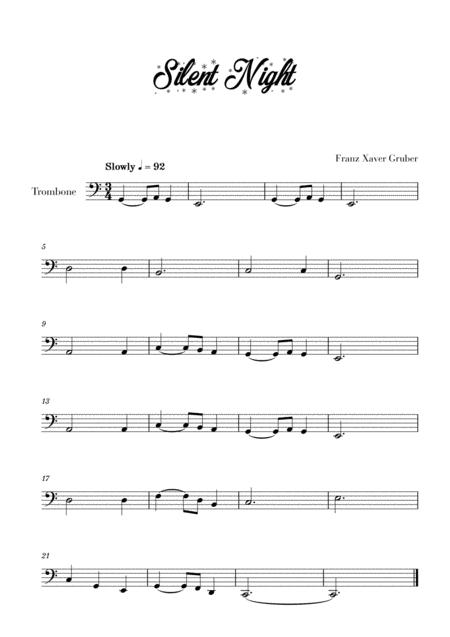 Silent Night For Trombone Sheet Music