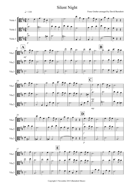 Free Sheet Music Silent Night For Viola Trio