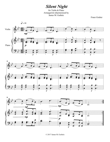 Free Sheet Music Silent Night For Violin Piano