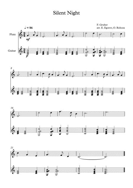 Free Sheet Music Silent Night Franz Xaver Gruber For Flute Guitar