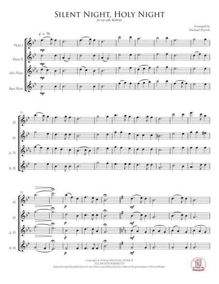 Silent Night Holy Night Flute Choir Sheet Music